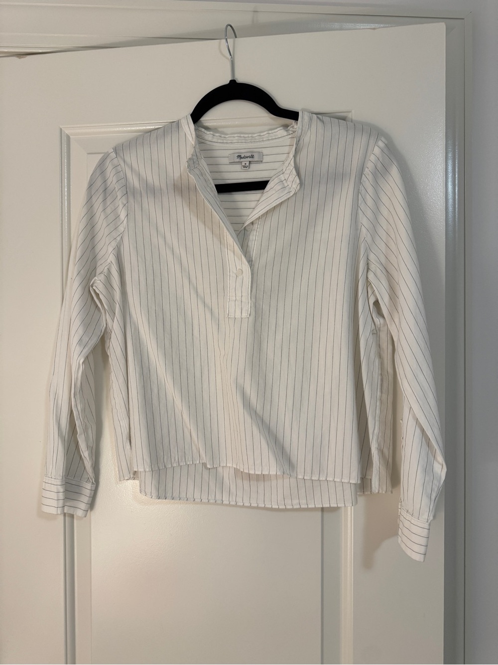 madewell striped popover top
